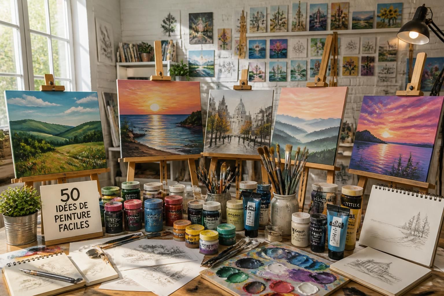 découvrez 50 idées de peinture faciles à réaliser, incluant des toiles, paysages et techniques acryliques, parfaites pour les débutants qui souhaitent s'initier à l'art en toute simplicité.