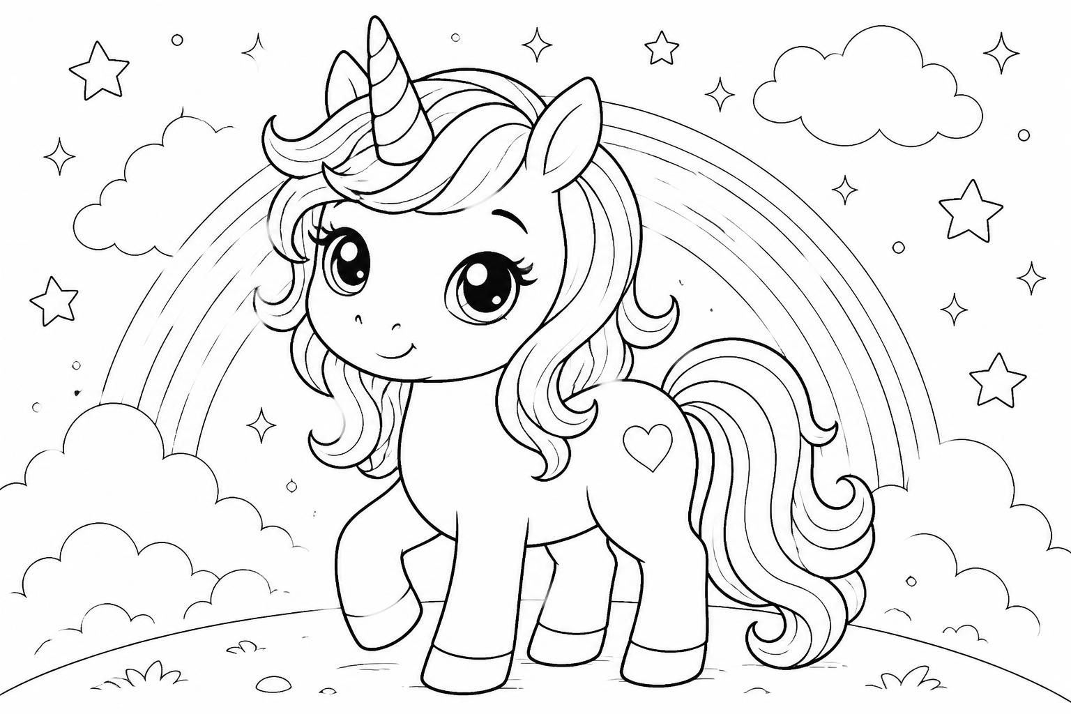 téléchargez et imprimez gratuitement des coloriages licorne kawaii et arc-en-ciel en format pdf. parfaits pour petits et grands fans de licornes, amusez-vous avec des dessins colorés et magiques.