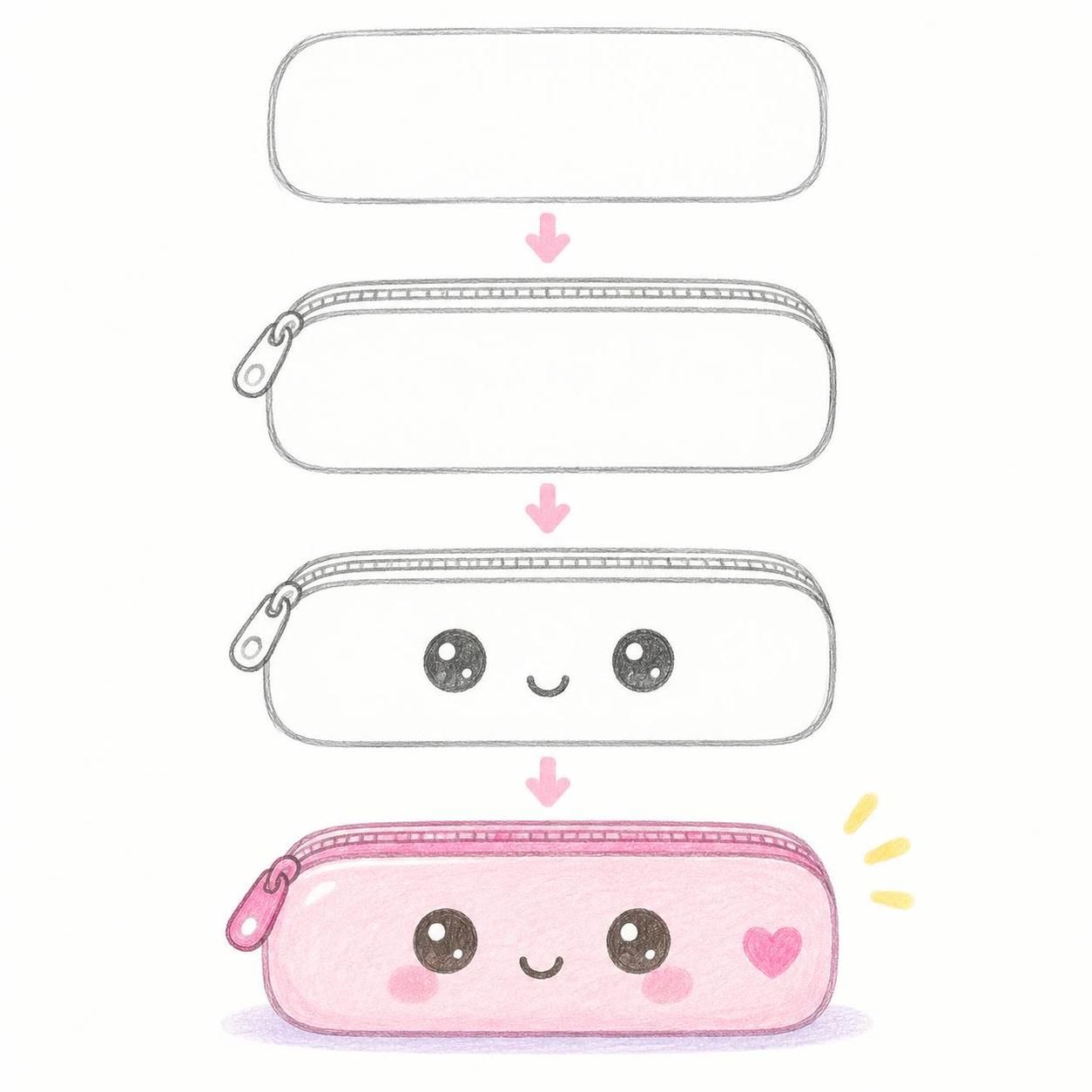 apprenez à dessiner facilement une trousse, des stylos et des fournitures scolaires kawaii grâce à des idées simples et adorables.
