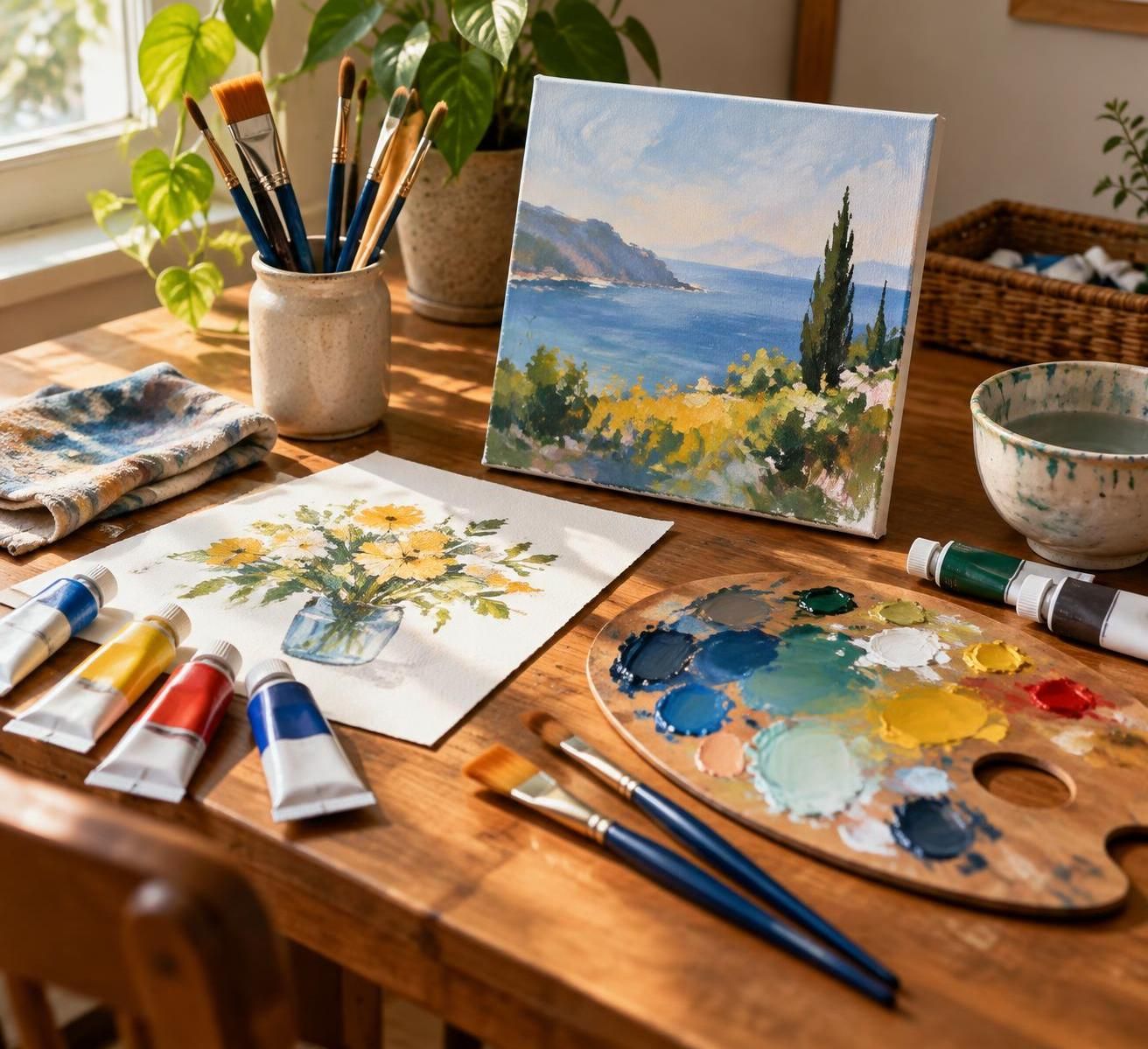 découvrez la peinture acrylique et la gouache, choisissez le matériel adapté et profitez de conseils pratiques pour bien débuter en loisir créatif.
