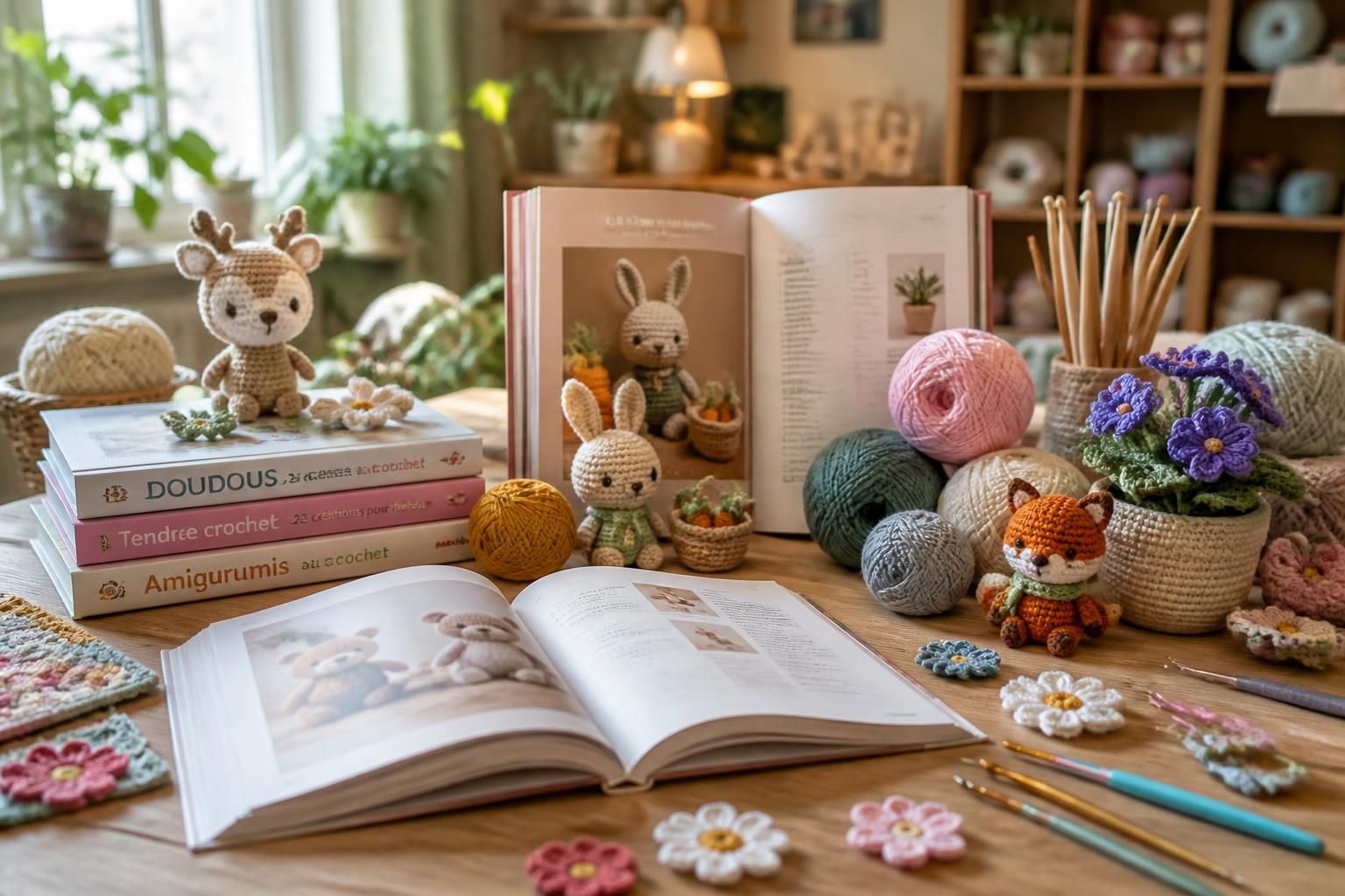 découvrez notre sélection des meilleurs livres de crochet pour débutants et passionnés, incluant des modèles d'amigurumi, de fleurs et bien plus encore pour développer votre créativité.