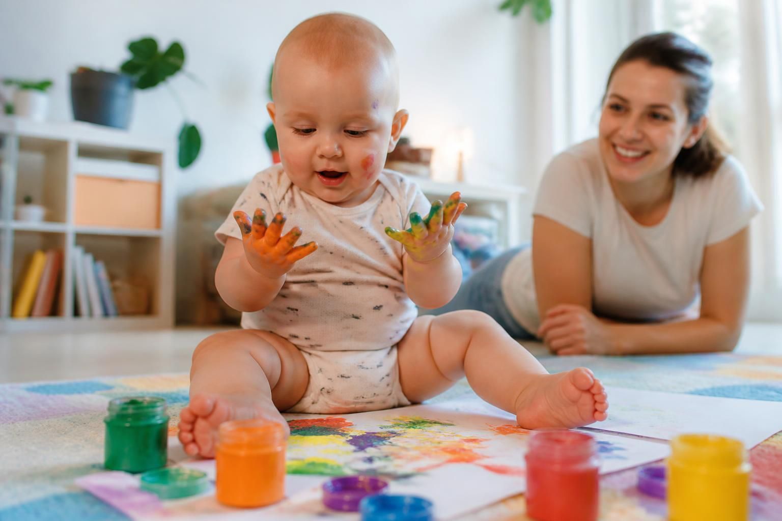 découvrez des activités de peinture pour bébé dès 4 mois, avec des peintures à la main sécurisées et comestibles, pour éveiller la créativité en toute sécurité.