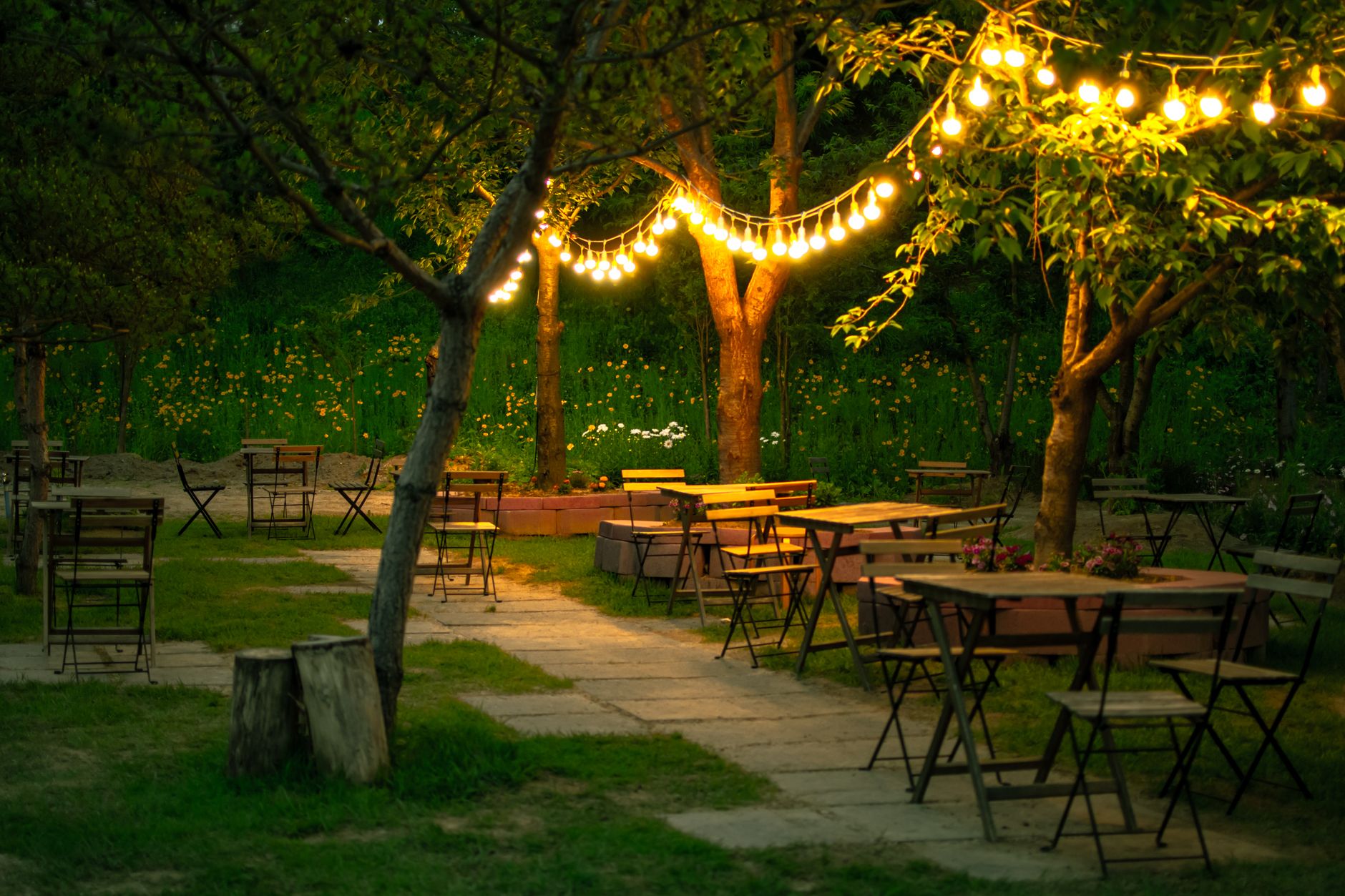 Quelle alimentation choisir pour sa guirlande lumineuse extérieur : solaire, LED sur secteur ou piles ? — guirlande lumineuse extérieure jardin soir